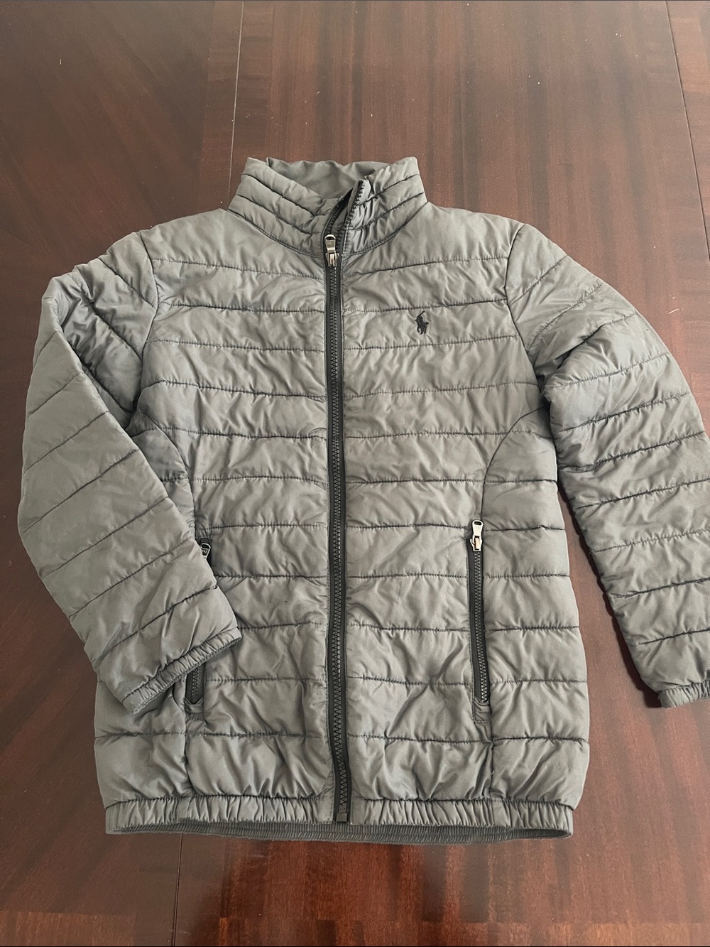 Boy’s Ralph Lauren Kids Gray Quilted Puffer Jacket with Zip Pockets size S 8
